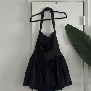 Elegant Black Halter Mini Dress